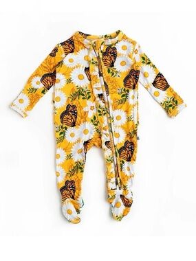 Bums & Roses Ruffle Footie Make Your Monarch 0-3M Butterfly Sunflower Floral